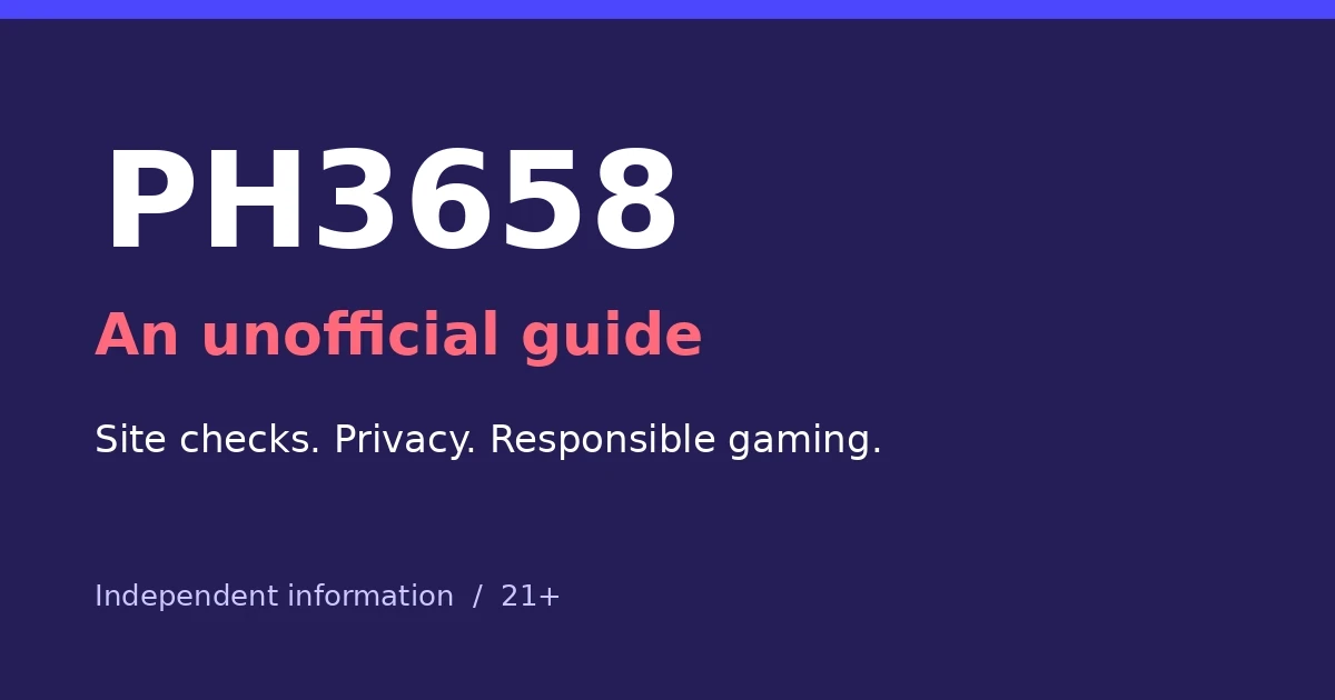 PH3658 guide artwork for about: site checks, privacy and responsible gaming